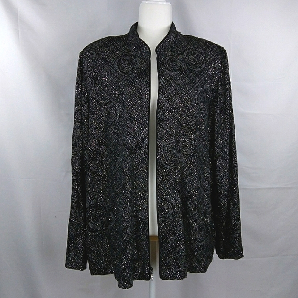 Lane Bryant Black & Silver Zip Jacket 24W